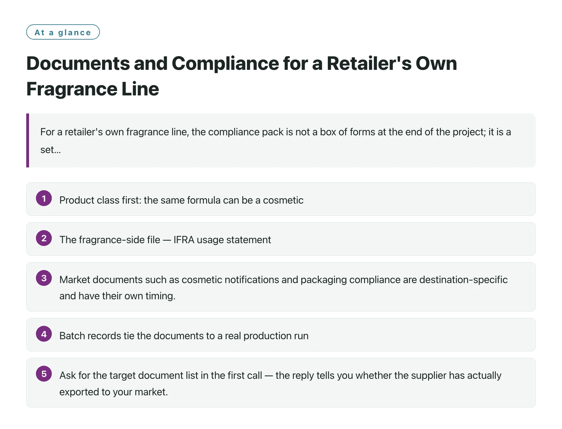 Documents and Compliance for a Retailer's Own Fragrance Line——全文要点速览