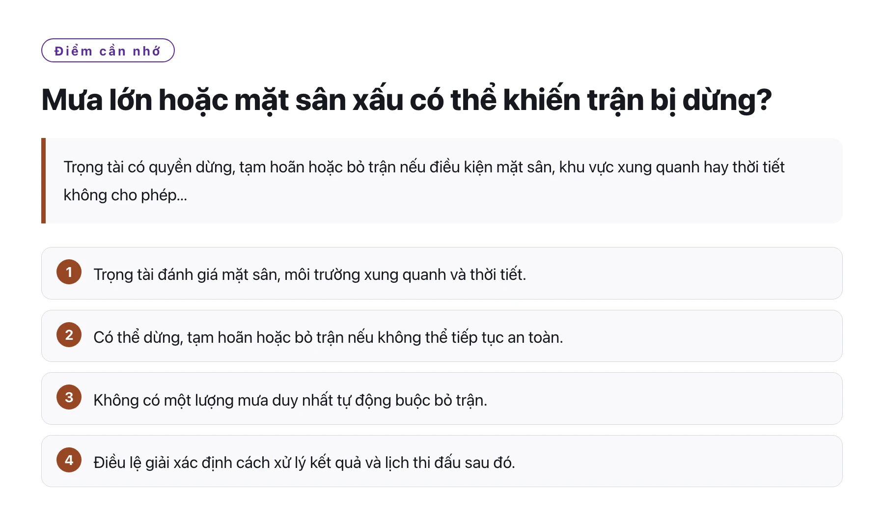 Mưa lớn hoặc mặt sân xấu có thể khiến trận bị dừng?——全文要点速览